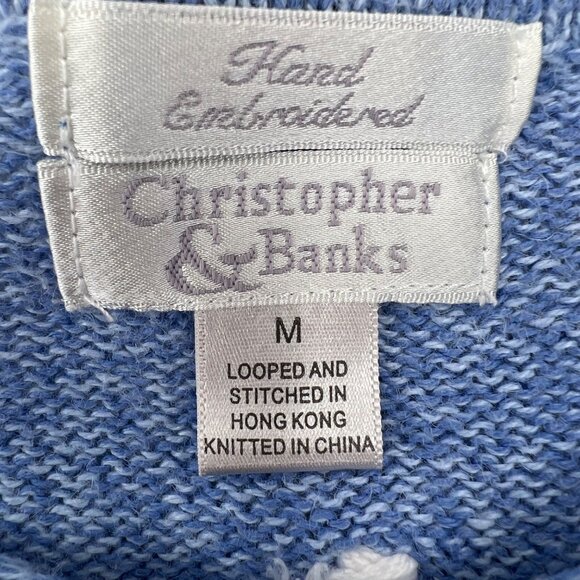 Christopher & Banks Hand Embroidered Vintage Sweater M Short Sleeves Butterflies - Picture 3 of 7